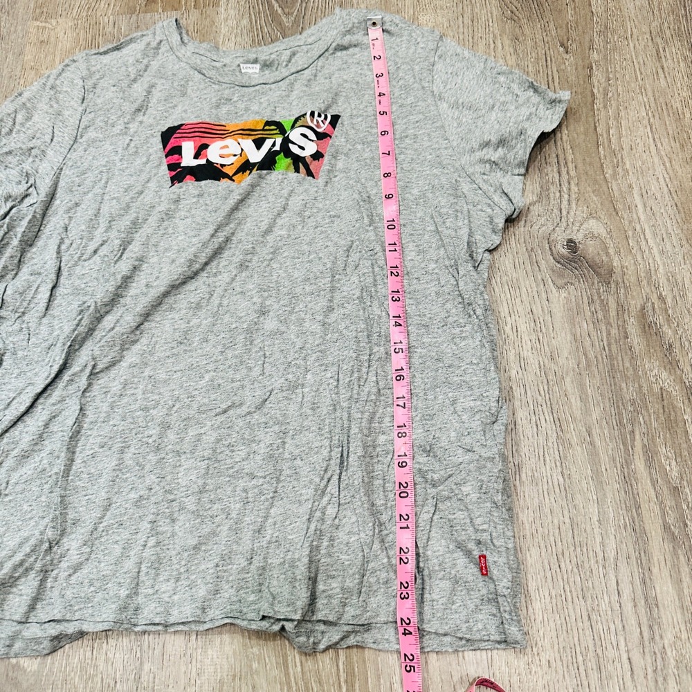 Levis Shirt Womens XXL Gray Tropical Logo Graphic Tee Short Sleeve T-Shirt - Picture 6 of 11
